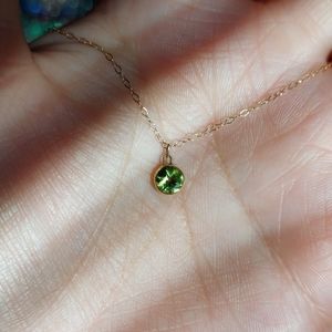 +thin 14k necklace with Peridot dangle